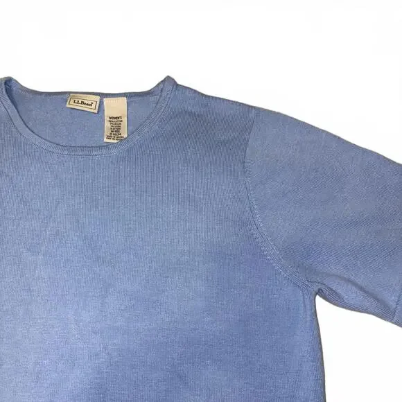 L.L.Bean Women's Size M Reg Light Blue Cotton Top Tshirt Size Medium 1% Elastane - Picture 2 of 5